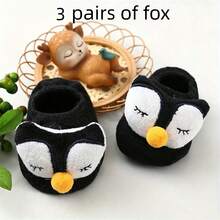 5/3/1 Pair Baby 3D Cartoon Animal Floor Socks, Cute Panda Owl Fox 3D Doll Decor, Soft Anti-Slip Newborn Baby Invisible Socks, Fun Socks - Multicolor - View 13