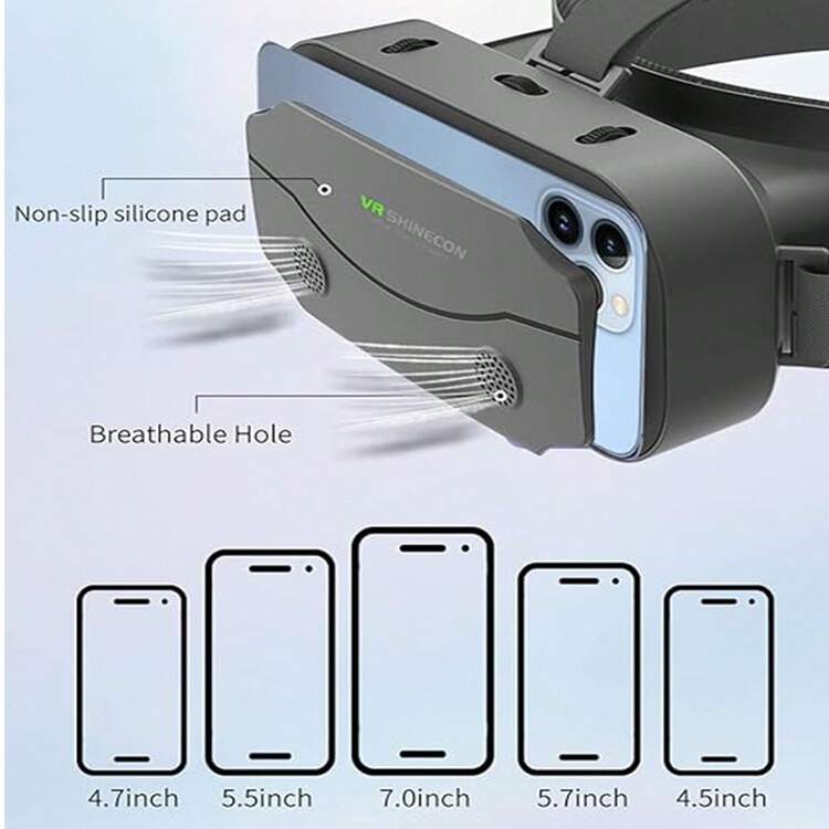 YIYI 3D VR 頭戴式裝置，相容 iPhone 與 Android 手機，適用 4.7-7.2 吋螢幕，通用虛擬實境眼鏡，柔軟舒適新款 3D 眼鏡，附 VR 眼鏡控制器，適用 4.7-7.2 吋智慧型手機 - 查看 10