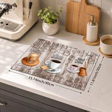 1pc Coffee Pattern Kitchen Countertop Diatomaceous Earth Absorbent Quick-Dry Coffee Machine Mat, Kitchen Home Decor Non-Slip Heat-Resistant, Bowl Dish Cup Drying Mat, Easy To Clean Stain-Hiding, Suitable For Kitchen Dining Table Coffee Bar Kitchen Floor Mat Dining Table Mat Drying Mat Breakfast Mat - Multicolor - View 9