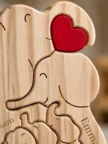 Wooden Bear Family Puzzle, Personalized Christmas Gift, Wooden Cute Bear Puzzle Customizable With 2-6 Family Member Names, Customized Family Member Name Puzzle Home Decor Gift - Elephant - View 5