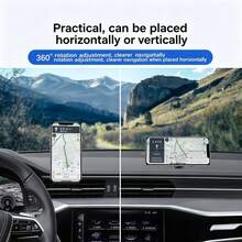 1pc Car Phone Holder Suction Cup Magnetic Air Vent Dashboard Adhesive Car Interior Mount - Silver - View 4