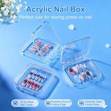 2pcs Wearable Nail Storage Box Transparent Artificial Fake Nails Display & Storage Case Dustproof Portable Handmade Press-On Nails Organizer For Nail Salon & Home DIY Manicure Supplies - View 4