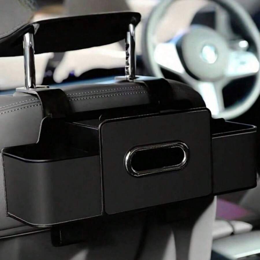 Universal Car Seat Back Organizer, Includes 1 Tissue Box, 1 Multi-Function Car Interior Storage Box With Hook, And 1 ABS Resin Car Back Storage Rack, Convenient For Driver And Passengers To Easily Access From Both Sides - Multicolor - View 1