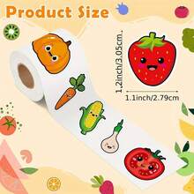 500 miếng nhãn dán cuộn doodle rau củ và trái cây hoạt hình, kích thước lớn 1.2 inch, họa tiết bất đối xứng, 2 kiểu để lựa chọn, nhãn niêm phong, ngày đầu đến trường - Nhiều màu - Xem 5