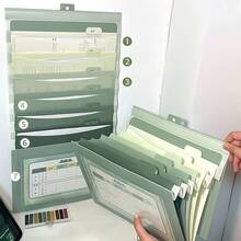 1 pieza Carpeta colgante, Bolsa de archivos plegable, Bolsa de almacenamiento de archivos con color degradado expandible, Se puede usar de forma independiente, Adecuada para la escuela y la oficina - Conjuntos - Ver 11