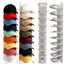 2/4/8pcs Baseball Cap Storage Hooks, Connectable Hat Rack, Practical Hat Storage Organizer, Strong Adhesive Wall-Mounted Design, No Drilling Installation, Suitable For Closet/Cabinet Door/Wall, Baseball Cap Storage & Display Rack - Multicolor - View 8