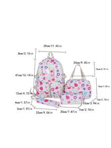 Dedoo Backpack Lunch Bag Two Pencil Cases 4Pcs,Colorful Floral Strawberry,No Pendant Clear Pocket Multi Layer Zipper Compartments,For Teen Girls SchoolDaily - Multicolor - View 9