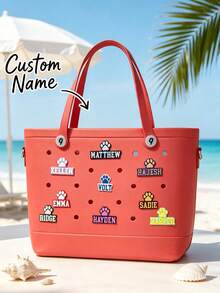 Personalized Acrylic Letter Name Charm, Paw Print Pattern Personalized Charm, Suitable For Backpacks, Shoes, Etc., Customizable All-Season DIY Nameplate, Engraved, Neutral Casual Style, Suitable For Daily, Graduation, Wedding, Housewarming, School Supplies, Women's Shoes - Multicolor - View 3