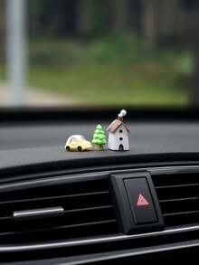 3/1 Piece "Vacation Time" Car Decoration Item - Small Tree And Cabin On The Center Console Display Screen - Mini Creative Interior Decoration - A - View 8