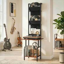 HOMCOM Vinyl Record Storage With Player Stand, Turntable Stand And Display Shelf, CD Storage Unit For Up To 40 CDs, Record Player Table For Living Room Or Bedroom - Brown - View 1