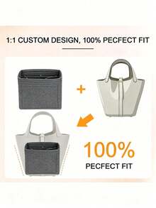 Felt Bag Organizer Insert Compatible With Picotin 22 18 Handbag, High-Quality Large Capacity Inner Bag - Light Grey - View 2