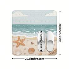 1pc Beach Sand Starfish & Shell Print Shower Mat, Non-Slip Bathroom Bathtub Mat With Suction Cups And Hollow Drainage, Cartoon Bath Foot Mat For Bathroom, Toilet, Home Decor - View 3