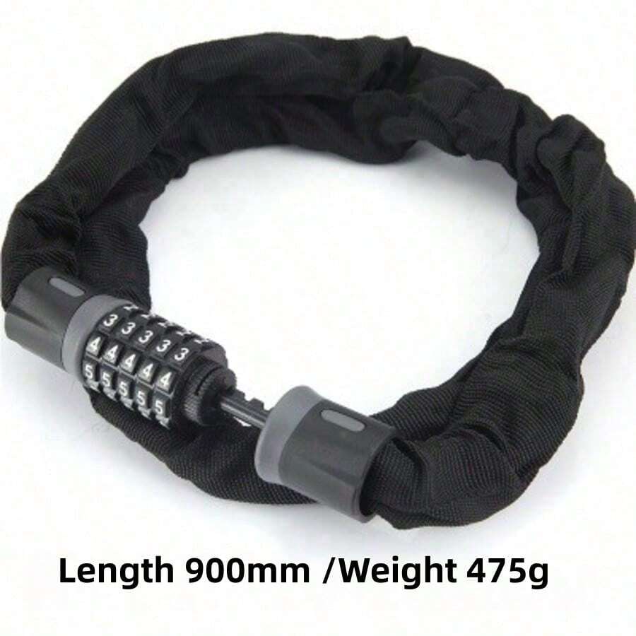 1pc 90cm Bicycle Chain Lock 5-Digit Combination Lock Anti-Theft Lock Extended Thickened Lock Electric Combination Chain Lock Cycling Gear Multi-Function Security Lock Outdoor Cycling Anti-Theft Security Lock - Multicolor - View 1