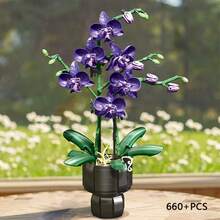860+ PCS Multi-Color Orchid Potted Plant Building Blocks, Indoor Decor Ornament, Beautiful Floral Bouquet, Holiday & Birthday Gift - Multicolor - View 11