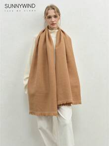 1pc Women's Solid Color Polyester Commuter Fashion Versatile Scarf For Daily Use - Camel - View 2