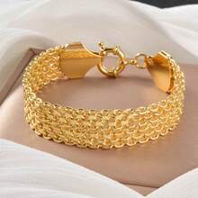 18K Gold Plated Copper Minimalist Chunky Chain Woven Women's Daily Wear Fashion Versatile Jewelry - Gold - View 3