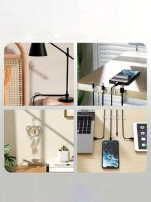 Acrylic Self-Adhesive Cable Clips/Desktop USB Cable Management Clips, Suitable For Outdoor Small Decorative Lights, Home Decor Cable Organization And More, Cable Storage Supplies, Hooks, Adhesive Hooks, Multi-Function Hooks - Multicolor - View 2