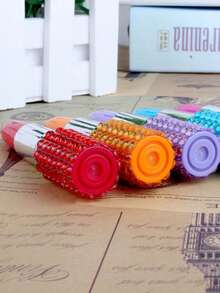 Custom Text Logo Creative Stationery Cartoon Cute Korean Style Lipstick Shaped Rhinestone Ballpoint Pen 1mm Thickness Blue Ink Lipstick Shaped Gift Pen Office Pen, Couples, Spouses, Colleagues, Friends, Elders, Children, Classmates, Teachers - Multicolor - View 7