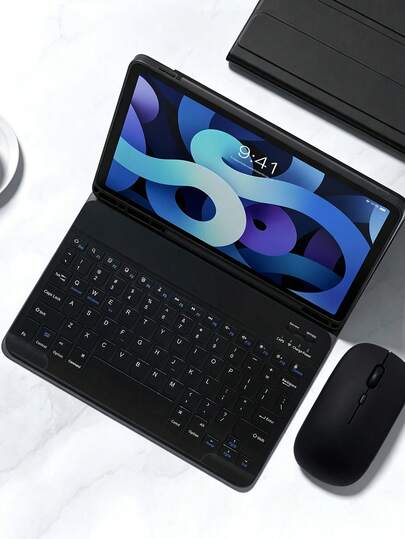AKKHOO Wireless Blue Keyboard & Mouse Compatible With IPad, Computer, Phone, Tablet, Rechargeable Silent Mini Keyboard & Mouse Set