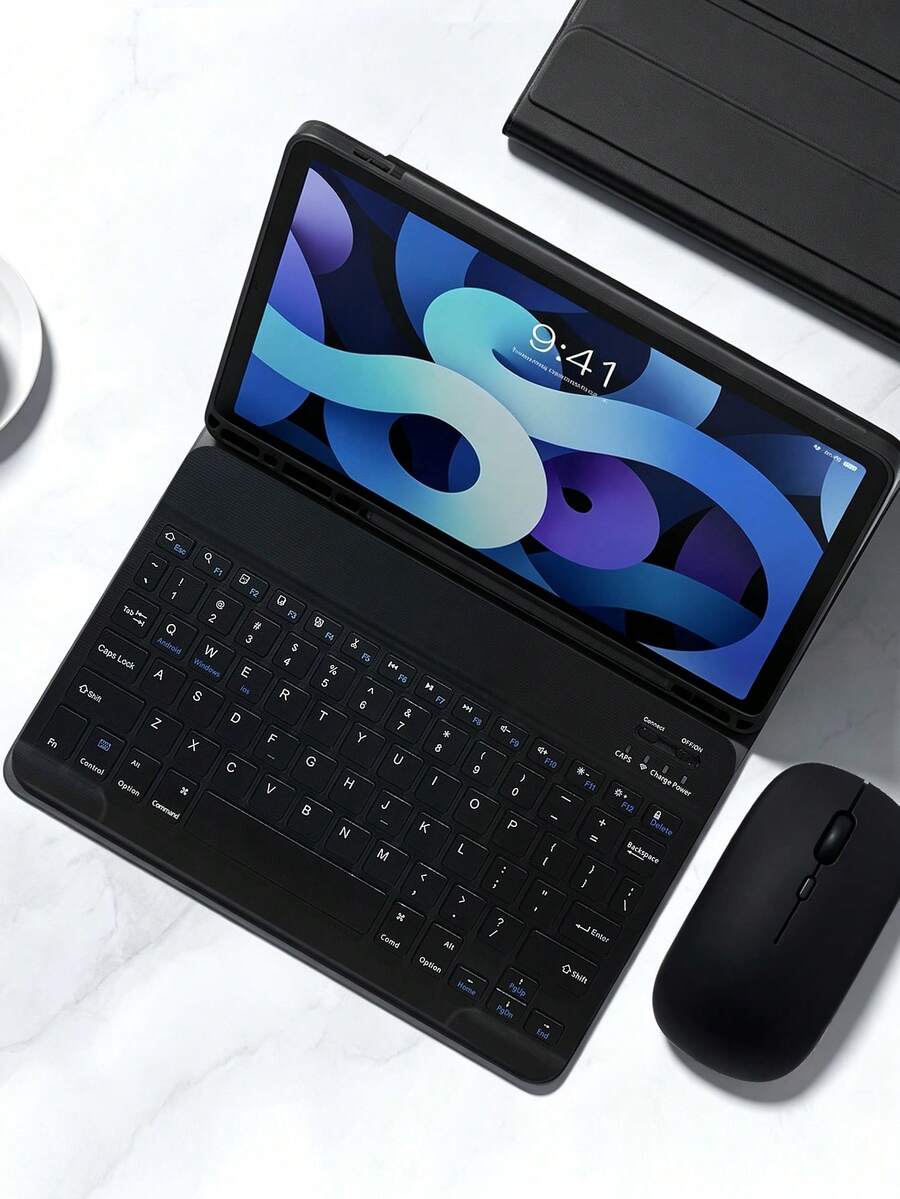 AKKHOO Wireless Blue Keyboard & Mouse Compatible With IPad, Computer, Phone, Tablet, Rechargeable Silent Mini Keyboard & Mouse Set