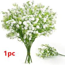1pc Artificial White Silk Baby's Breath Flower Bouquet, May Flower Table Centerpiece, Suitable For Home Garden Wedding Party Decoration - White - 5 Forks - View 7