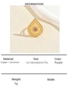 1pc Vintage Inlaid Synthetic Zirconia Teardrop Ring, Suitable For Men And Women To Wear At Banquets, Weddings And Festivals - Ring - View 12