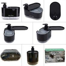 1件多功能洗碗精分裝瓶套組附海綿置物架，廚房浴室用皂液器，塑膠材質，免電池式，完美壓頭，防漏設計，理想節日禮物 - 多色 - 查看 9