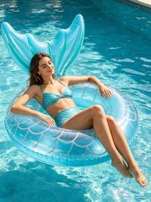 1pc Inflatable Mermaid Tail Swim Ring, Suitable For Swimming Pool, Beach, Theme Party, Inflatable Floating Device, Auxiliary Tool, Pool Raft, Water Resting Seat, Air Pump Sold Separately - Multicolor - View 7
