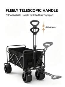 Camping Cart With Tabletop, Outdoor Picnic & Outing, Pull Handle, Mobile Foldable Trolley - Multicolor - View 2