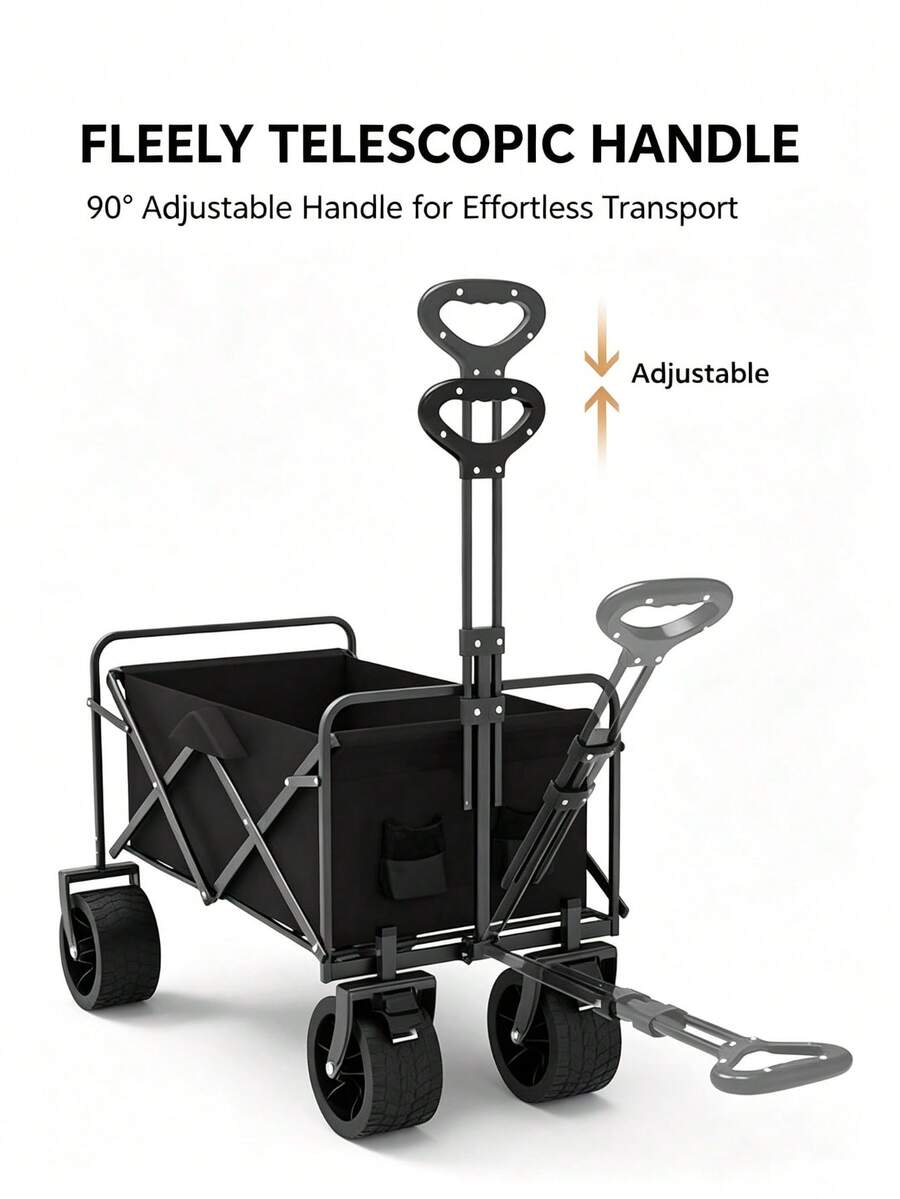 Camping Cart With Tabletop, Outdoor Picnic & Outing, Pull Handle, Mobile Foldable Trolley