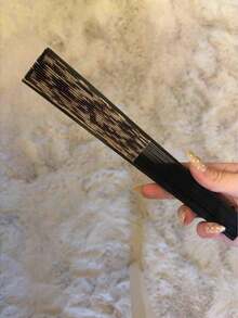 Leopard Print Handheld Folding Fan, Bamboo Ribs, Vintage Decorative Fan, Suitable For Party, Wedding, Wall Decoration - Leopard Print Folding Fan - View 4