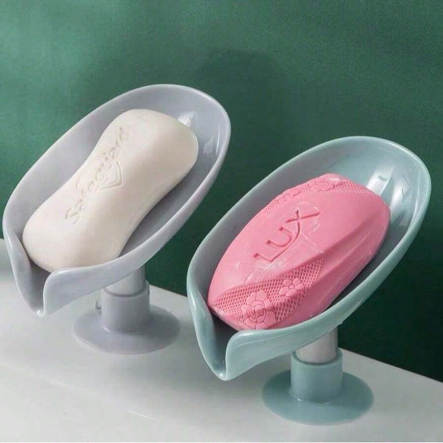 porta Sabonete saboneteira de plastico para uso domestico Para Banheiro Ventosa Forma De Folha