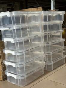 1/2/3/4pcs Stackable Transparent Plastic Storage Boxes, Each Layer With Independent Lid, Waterproof Large Capacity Storage Containers, Suitable For Home, Office, Portable Multi-Purpose Containers To Store Toys, Crafts, Desktop Accessories, Household Organizer - Multicolor - View 1