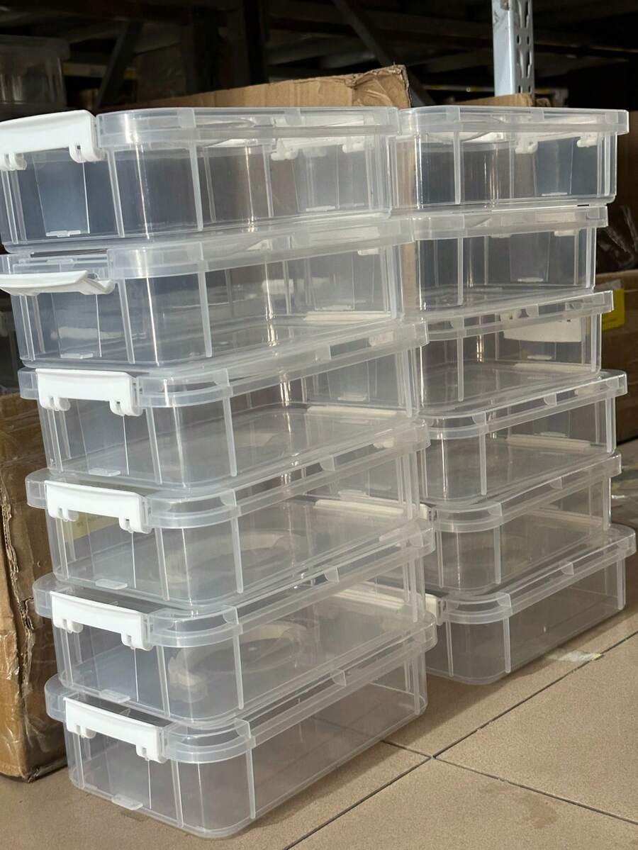 1/2/3/4pcs Stackable Transparent Plastic Storage Boxes, Each Layer With Independent Lid, Waterproof Large Capacity Storage Containers, Suitable For Home, Office, Portable Multi-Purpose Containers To Store Toys, Crafts, Desktop Accessories, Household Organizer - Multicolor - View 1