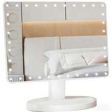 1 piece large illuminated makeup mirror, Type C rechargeable makeup mirror, equipped with 16 LED lights,ABS base is sturdy and durable, the base groove can be used as a tray for organizing cosmetics,has a 360-degree rotating touch screen and a desktop makeup mirror with adjustable brightness,portable makeup mirror - Multicolor - Ver 6