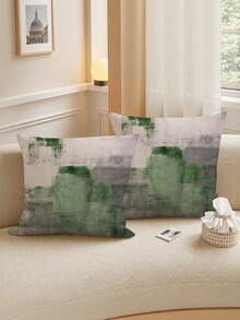 shangxia 2 Buah--Sarung Bantal Motif Abstrak Bertekstur Abu-abu Hijau Morandi, Bantal Sofa Kamar Tidur Gaya Wabi-Sabi Jepang-- (Isi Bantal Tidak Termasuk) - (Tanpa Bordir) -- (Berbagai Ukuran) -- (Cetakan Satu Sisi) - MultiWarna - View 9