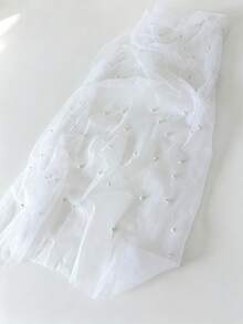 1 件蛋糕摄影背景，柔软薄纱窗帘布，仿珍珠欧根纱甜点桌布，童话风格白色蕾丝背景道具 - 白色 - 查看 3