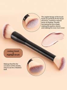ronshadow 2pcs Dual-Ended Multi-Function Makeup Brushes + Short Retractable Blush Brush With Makeup Sponge 4-Piece Set, Powder Brush, Angled Blush & Foundation Brush, Retractable Portable Foundation Brush, Full Face Base Makeup & Color Makeup Tools - Multicolor - View 5