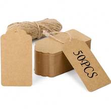100/50 Stücke Weihnachtliche Geschenkanhänger mit 65 Fuß Jutegarn, personalisierte Kartonanhänger mit Loch, Kraftpapier Etiketten für DIY Kunsthandwerk, Hochzeit Weihnachts Papier Geschenke Vintage Etiketten - Übersicht 8
