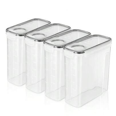 4-Pack Food Storage Dispenser Containers – Airtight – For Pantry, Cereal, Pasta, Dry Food