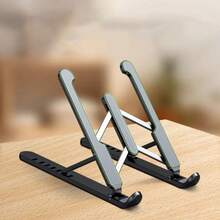 1pc Black Laptop Holder Stand Foldable Aluminum Alloy Laptop Cooling Bracket Lifting Cooling Holder Non-Slip Foldable Laptop Stand - Black - View 6
