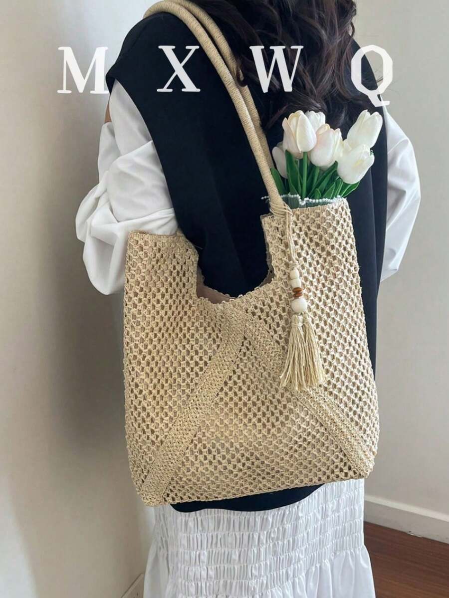 夏季草編海灘包 大容量手提包 度假風簡約百搭女包