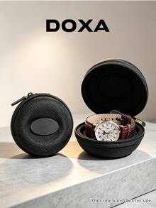 DOXA Brand Logo Round Watch Protective Case Wear-Resistant Moisture-Proof Portable Single Watch Gift Storage Box For Watch Collectors - Black - View 1