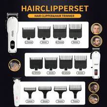 HIENA 5PCS Hair Clipper Set, Cordless Electric Hair Trimmer For Men, Suitable For Daily Haircut, Salon Haircut, Shaving, Nose Hair Trimming, USB Fast Charging, LED Digital Display, Adjustable Combs, Easy To Use For Beginners, Multiple Accessories, Gift Box Packaging, Great Holiday Gift - View 7