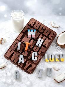 26 Cavity A-Z Capital Letter Silicone Baking Mold With Scraper, Reusable DIY Alphabet Tool For Chocolate, Candy, Desserts And Cake Decor - Multicolor - View 5