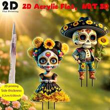Creative Sunflower Day Of The Dead Halloween Design Garden Decor Acrylic Yard Stake - A - View 6