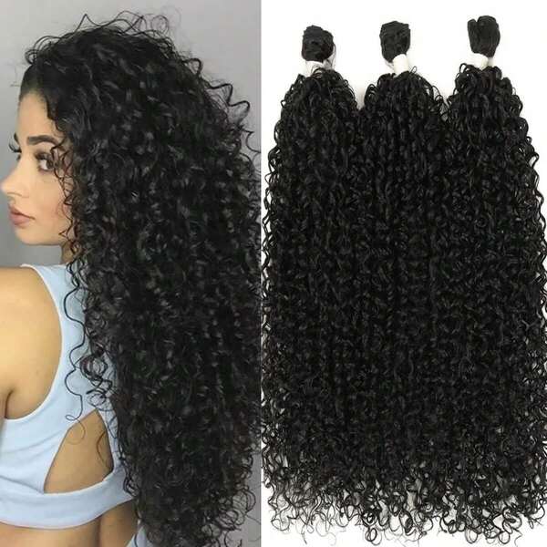 Ekstensi Rambut Keriting Afro Kinky, Bundel Rambut Sintetis 22 Inci, 3 PCS 150 Gram, Rambut Kepang, Bundel Rambut Keriting Kinky untuk Wanita, Ekstensi Rambut Dua Warna Ombre Pirang, Bundel Rambut Palsu Tebal untuk Wanita, Bundel Keriting Kecil Super Lembut dari Protein Sutra