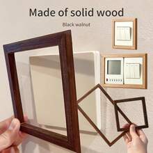 1pc/2pcs 8.7cm/17.4cm Beech Wood Switch Decorative Frame, Narrow Bezel Switch Decor, Minimalist Solid Wood Decorative Frame Suitable For High-Quality Solid Wood Wall Outlets, Easy To Install And Reuse, Suitable For Living Room, Bedroom And Office - Self-Adhesive Installation, No Wiring Required - Beech Wood - View 1
