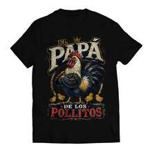Camiseta "El Padre de los Pollitos" - Divertida Camiseta de Papá Gallo Español - Negro - Ver 6
