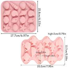 1/2 piezas Moldes de silicona para pasteles de la serie oceánica, moldes de horneado resistentes a altas temperaturas, formas de caballito de mar, tortuga marina, pez marino, concha, estrella de mar, cola de sirena, caracol y otras formas de vida marina, adecuados para hacer pasteles / jabón / gelatina / chocolate / galletas / caramelos / cubitos de hielo, horneado en casa / fiesta / decoración de boda, regalo de cumpleaños / Día de San Valentín / Navidad - Multicolor - View 7